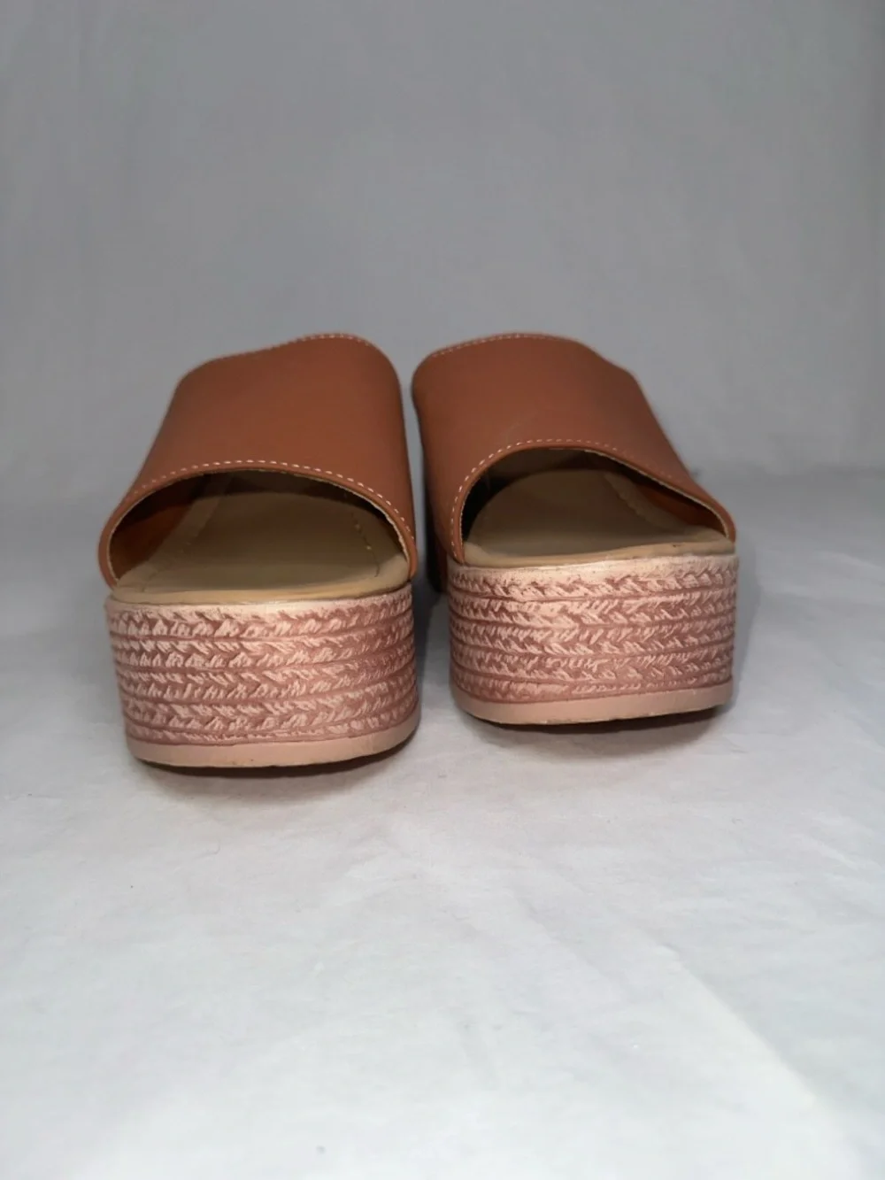 Platform Slide Sandals Brown Wedge Espadrille Style Womens Size 42 Size 10.5